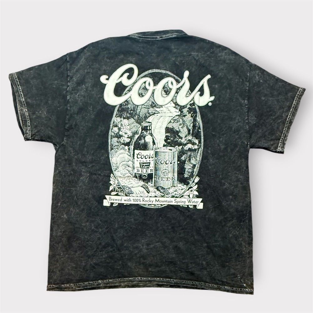 Coors Banquet Beer Graphic T-Shirt XL Black Acid Wash Rocky Mountain